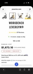 Powertec Workbench Levergym Home Gym w/ Bench Lat/Row/Leg Ext/Chest WB-LS-BB