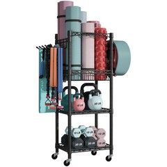 S1 Home Gym Storage, 3-Tier Workout Equipment Organizer with Wheels for Yoga …