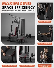 Home Gym Station, Workout Station with 150LBS Weight Stack, Home Gym