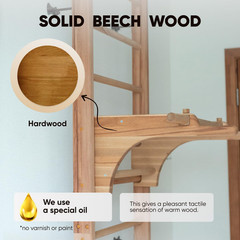 Swedish Ladder Wall Stall Bars for Kids and Adults, Made of Solid Beech Wood, Wi