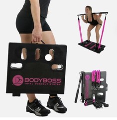 BodyBoss Home Gym 2.0 Full Portable Gym Home Workout Package Pink 2 Bands