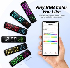 15.2″ Gym Timer, App & Remote Control, Customizable LED Colors, Temperature, …