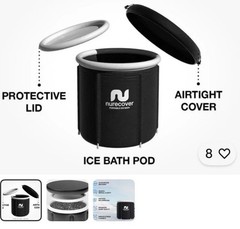 Portable ICE BATH tub Nurecover 80cmx80cm 400L With Lid Cushion Seat Easy Drain