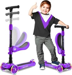 SereneLife SLKS33 3-Wheel Kids Scooter W/Seat Violet