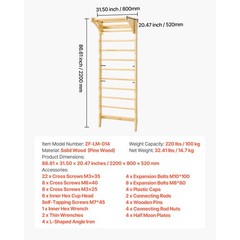 Uimoso Swedish Ladder Wall Gym 2-in-1 10-Level 220 lbs Capacity Fitness Equipmen