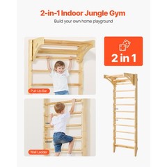 Uimoso Swedish Ladder Wall Gym 2-in-1 10-Level 220 lbs Capacity Fitness Equipmen
