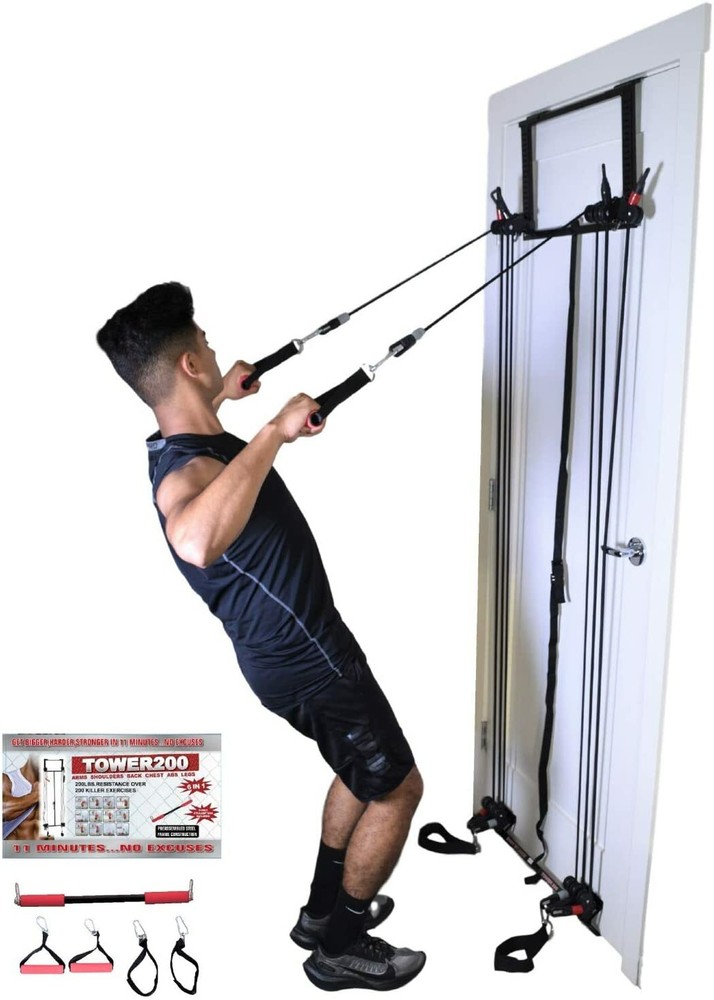 Tower 200 TM Door Gym Exercise Fitness Full Body by Jake Gym w Straight Bar NEW