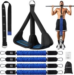 ALongSong Pull Up Assistance Bands with Foot Support 4 80lbs, Blue