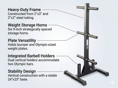 Body-Solid BFWT10B 2″ Olympic Plate Tree – BLACK
