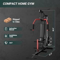 Home Gym Equipment, Leg Press & Pulley System, 5-in-1 Strength Training Machine