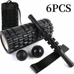 6pcs Foam Roller Set – Deep Tissue Massage Roller, Ball & Stretching Strap