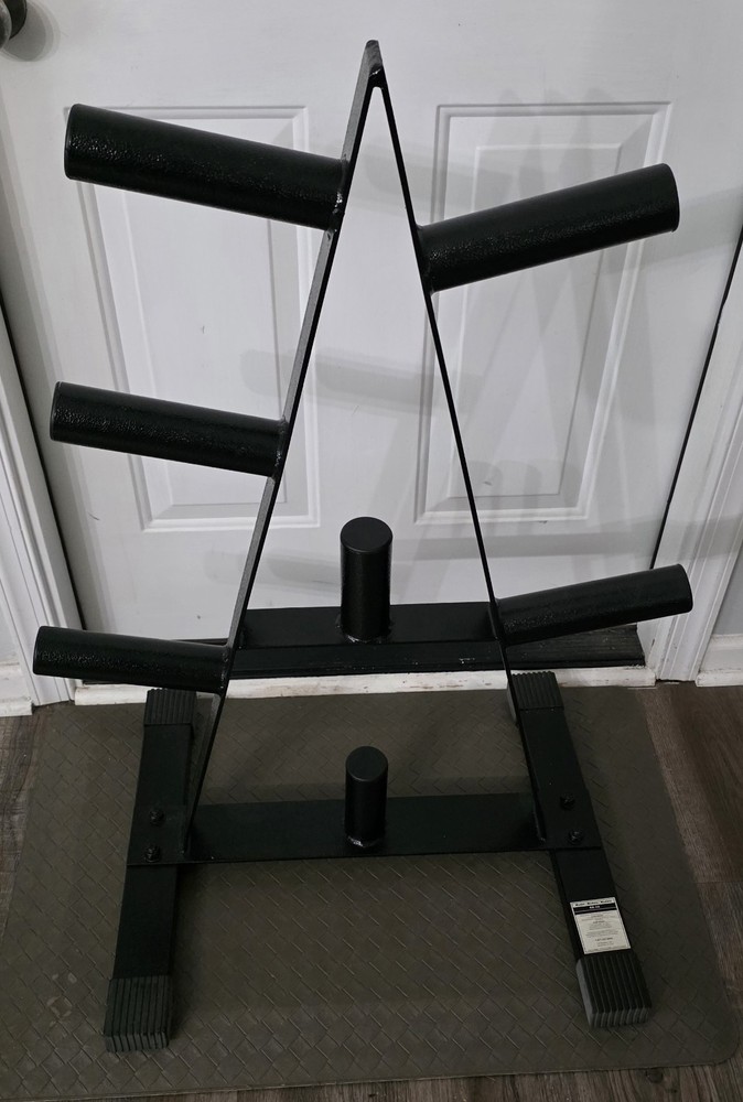 Free weight stand can hold up to 300lbs. & Sturdy pull-up bar with foam grips.