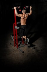 Stamina X Fortress Power Tower Home Gym Pull Up Fitness Workout Station, Red