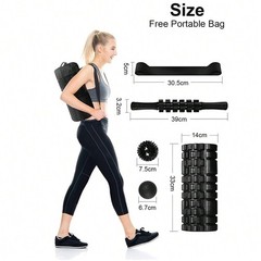 6pcs Foam Roller Set – Deep Tissue Massage Roller, Ball & Stretching Strap