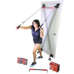 X Factor Door Gym Home Workout System w/ Straight Bar, DVD, Chart