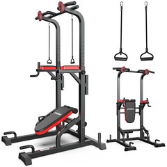 Multifunction Power Tower Dip Station Pull up Bar Power Rack with Incline Bench
