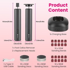 2 in 1 Adjustable Foot File Nail Grinder w/ Sandpaper Disks w/ Rotation Control