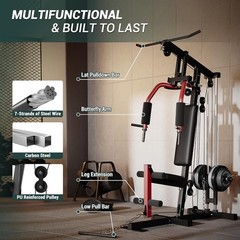Home Gym Station 300lb Capacity Space-Saving Full Body Workout Machine