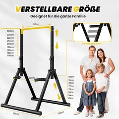 Folding Power Tower Dip Station Pull Up Bar Freestanding Height Adjustable M…