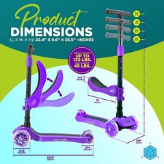 SereneLife SLKS33 3-Wheel Kids Scooter W/Seat Violet