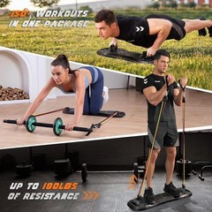 Push Up Board,36 in 1 Home Gym Equipment with Ab Roller Wheel & Resistance Ba…