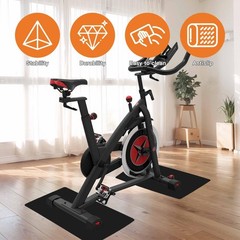 2-Pack Non-Slip Exercise Bike Mat for Peloton & Concept 2 Rower – Protects Ha…