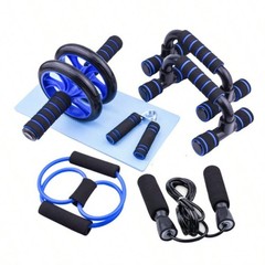 7pcs Home Gym Fitness Set – Ab Roller, Push-Up Stand, Resistance Bands & More