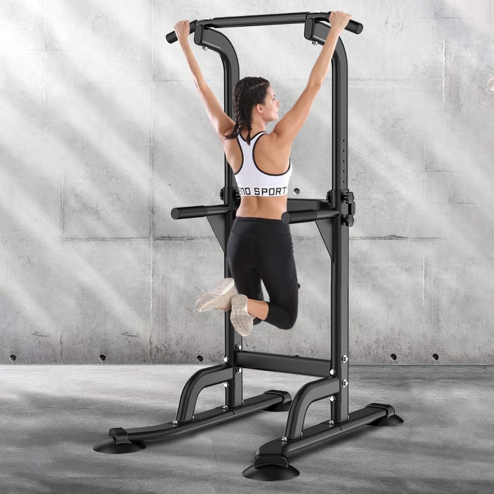 SogesPower Power Tower Dip Station Pull Up Bar for Home Gym Adjusta… Fast Ship