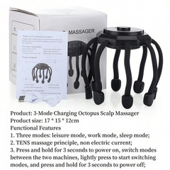 Cordless Electric Octopus Scalp Massager, 3-Mode Portable Head Massage Relaxer