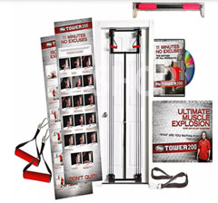 Tower 200 Door Gym by Body By Jake with Chart Guide NEW in Box + Bonus Straight