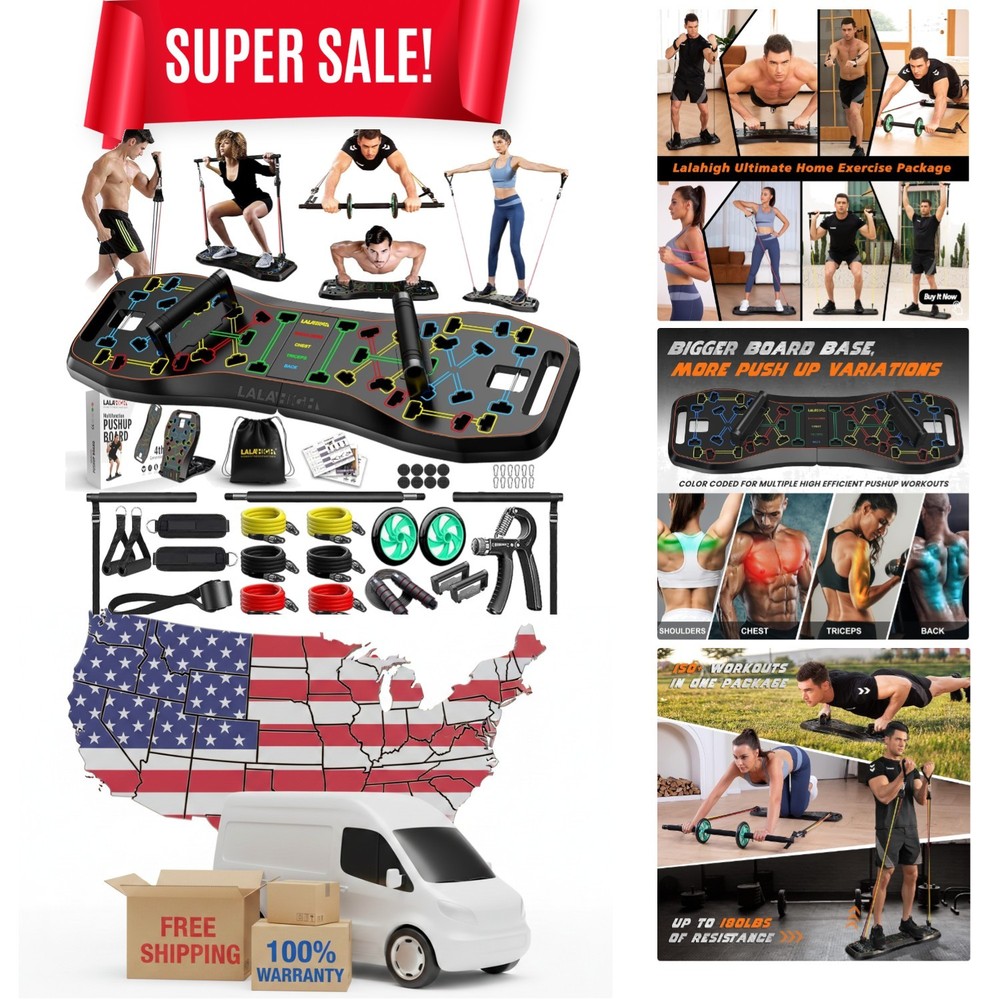 Push Up Board,36 in 1 Home Gym Equipment with Ab Roller Wheel & Resistance Ba…