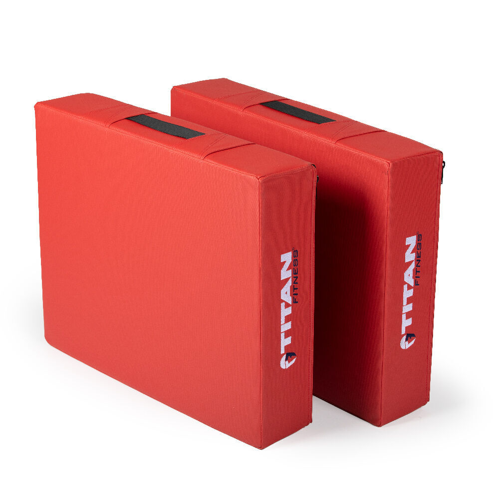 Titan Fitness Red Silencer Drop Pad Set, Weightlifting Drop Pads, 6in Crash Pads