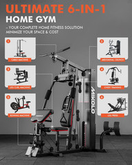 Mikolo Home Gym, Workout Station with 150LBS Weight Stack, Multifunctional Home