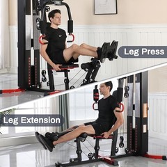 Home Gym Equipment, Multifunctional Full Body Workout Weight 122.5LBS Black