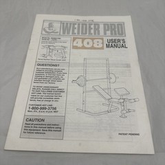 Weider Pro 408 User’s Manual – Paper Copy With Some Writing On It