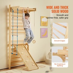 Uimoso Swedish Ladder Wall Gym 5 in 1 Wooden Indoor Playground Climbing Toys