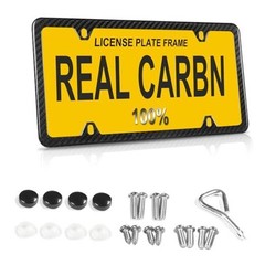 Black Real Carbon Fiber License Plate Frame – 4 Holes Vertical Fixing Hole
