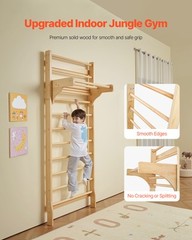 VEVOR Swedish Ladder Wall Gym 10-Level Wooden Indoor Playground Climbing Ladder