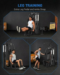 Versatile Home Gym – 150LB Weight Stack, Pulley System & Leg Press