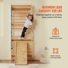 Uimoso Swedish Ladder Wall Gym 5 in 1 Wooden Indoor Playground Climbing Toys