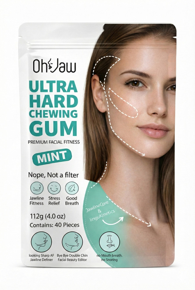 OhJaw Ultra tough Jawline Chewing Gum. Facial Fitness Beauty Editor. (3-pack)
