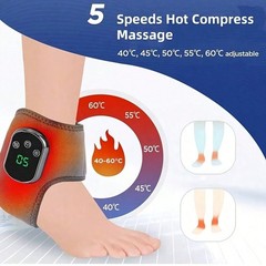 Electric Heated Ankle Massager 2-in-1, 5 Heat & 3 Vibration Modes, Timer Func…