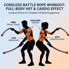 Ropeless Battle Ropes for Home Gym, Portable Weighted Cordless Battle Ropes S…