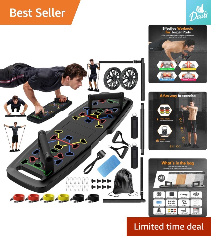 20-Piece Home Gym System with Ab Roller Wheel & Pilates Bar – Versatile Fitness
