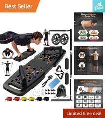 20-Piece Home Gym System with Ab Roller Wheel & Pilates Bar – Versatile Fitness