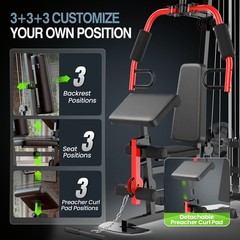 400LB Multifunctional Home Gym Equipment Body Workout Station with Pulley System