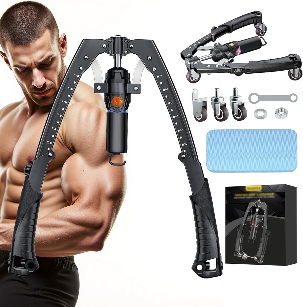 3 in 1 Chest and Arm Workout Equipment with Ab Roller and Resistance Bands