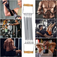 Chest Expander,Wooden Handle 5 Removable Spring Chest Expander for Men Home G…