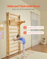 VEVOR Swedish Ladder Wall Gym 10-Level Wooden Indoor Playground Climbing Ladder