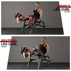 Leg Extension Curl Machine Adjustable Bench Plate Loaded Home Gym 350lbs Red New